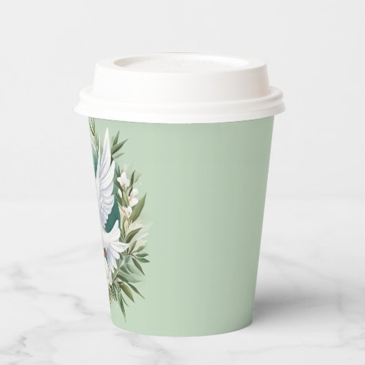 Mooie witte vredesduif papieren bekers (Links)