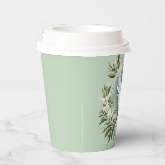 Mooie witte vredesduif papieren bekers (Rechts)