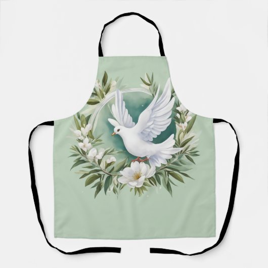Mooie witte vredesduif schort (Voorkant)