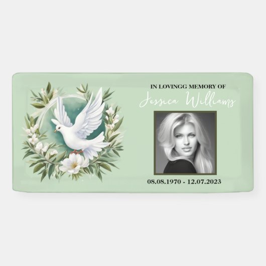 Mooie witte vredesduif spandoek (Horizontaal)