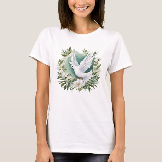 Mooie witte vredesduif t-shirt (Voorkant)