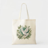 Mooie witte vredesduif tote bag (Voorkant)