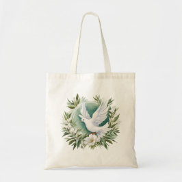Mooie witte vredesduif tote bag
