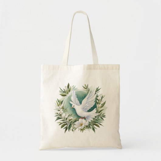 Mooie witte vredesduif tote bag (Voorkant)