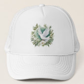 Mooie witte vredesduif trucker pet (Voorkant)