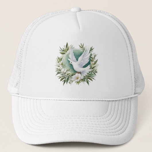 Mooie witte vredesduif trucker pet (Voorkant)