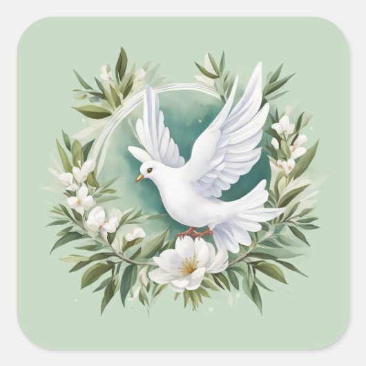 Mooie witte vredesduif vierkante sticker (Voorkant)