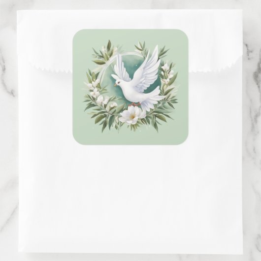 Mooie witte vredesduif vierkante sticker (Tas)