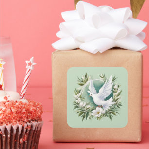 Mooie witte vredesduif vierkante sticker