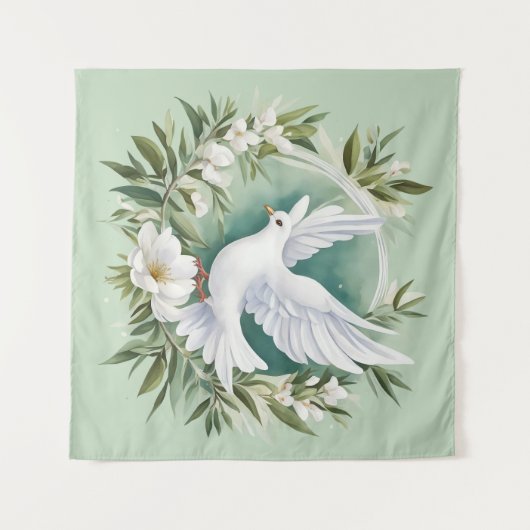 Mooie witte vredesduif wandkleed (Voorkant (horizontaal))