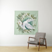 Mooie witte vredesduif wandkleed (In Situ (horizontaal))