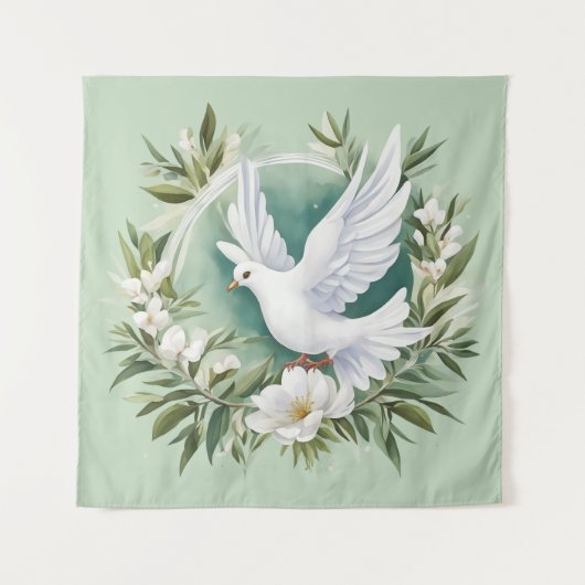 Mooie witte vredesduif wandkleed (Voorkant)
