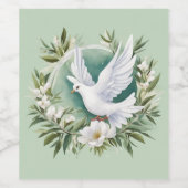 Mooie witte vredesduif wijn etiket (Enkel label)