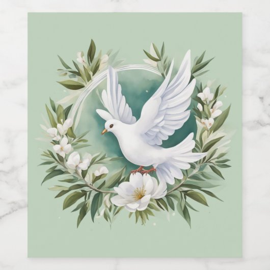 Mooie witte vredesduif wijn etiket (Enkel label)