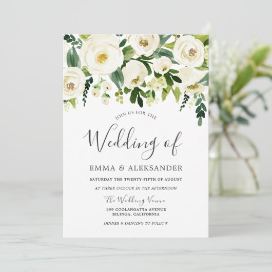 Mooie Witte Weddenschappen Alle seizoenen uitnodig Kaart (Staand voorkant)