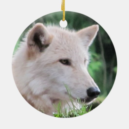 Mooie witte wolf keramisch ornament (Achterkant)