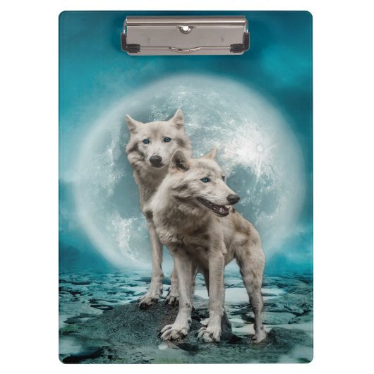 Mooie witte wolven klembord (Voorkant)