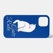 Mooie Witte Zittende Kat met "Katten Regel" Tekst Case-Mate iPhone Case (Achterkant (horizontaal))