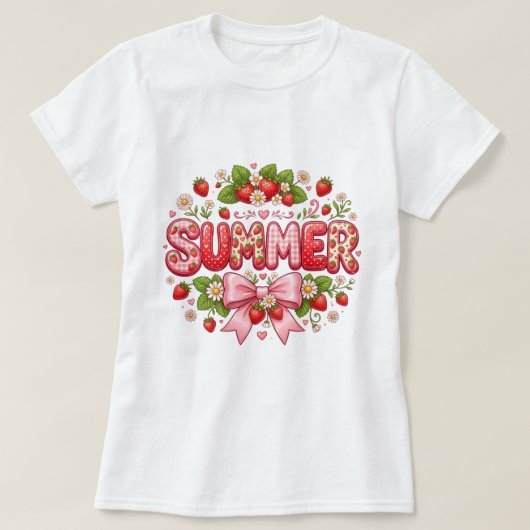 Mooie Witte Zomer Grafische T-Shirt (Design voorkant)