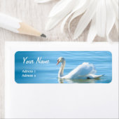 Mooie witte zwaan - adreslabel etiket (Insitu)