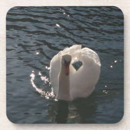 Mooie witte zwaan bier onderzetter
