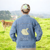 Mooie witte zwaan bruid denim jacket