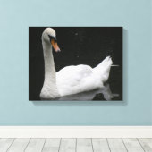 Mooie Witte Zwaan Canvasprint Canvas Afdruk (Insitu (Houten vloer))