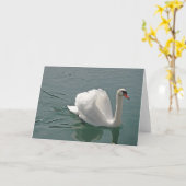 Mooie witte zwaan kaart (Gele Bloem)