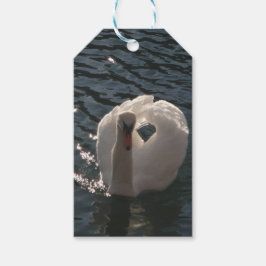 Mooie witte zwaan klassieke ronde sticker cadeaulabel