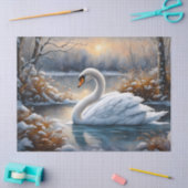 Mooie witte zwaan op een meer decoupage tissuepapier (Craft)