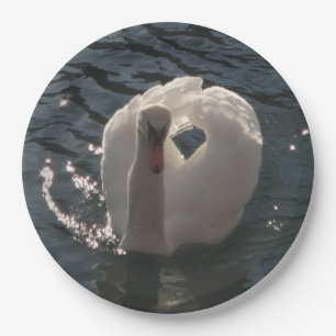 Mooie witte zwaan papieren bordje