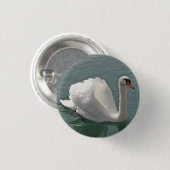 Mooie witte zwaan ronde button 3,2 cm (Voorkant /achterkant)