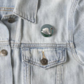 Mooie witte zwaan ronde button 3,2 cm (In situ)