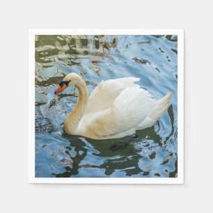 Mooie witte zwaan servet