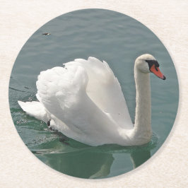 Mooie witte zwaluw ronde kartonnen onderzetter