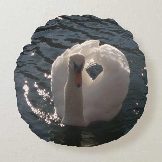 Mooie witte zwaluw-sleutelhanger rond kussen (Voorkant)