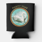 Mooie witte zwanen in een turkooisblauw water blikjeskoeler (Voorkant)