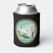 Mooie witte zwanen in een turkooisblauw water blikjeskoeler (Blikje Achterkant)