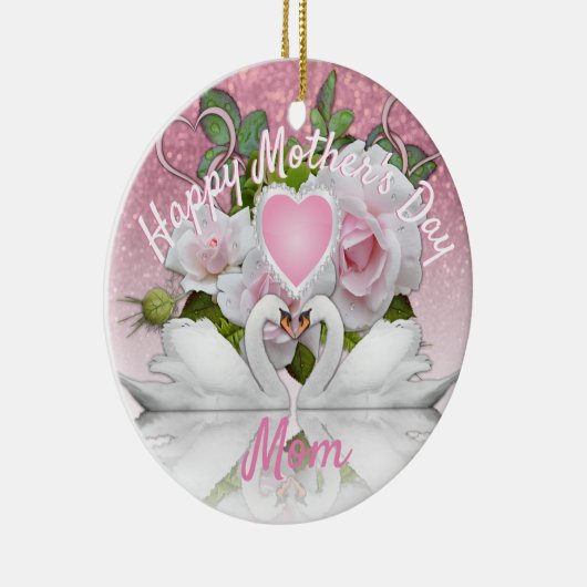 Mooie witte zwanen - Moederdag Keramisch Ornament (Rechts)