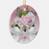 Mooie witte zwanen - Personaliseren Keramisch Ornament (Rechts)