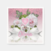 Mooie witte zwanen - Personaliseren Servet (Voorkant)