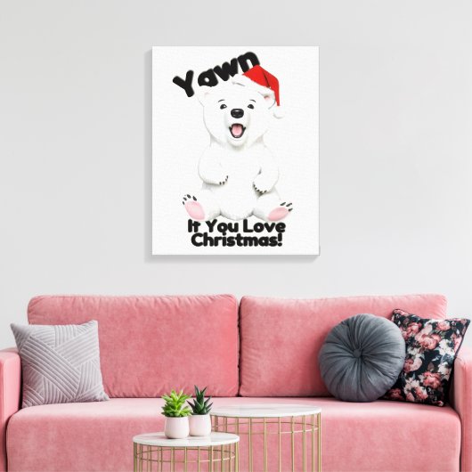 Mooie wittebeer kerst canvas muurkunst (Insitu (Woonkamer))