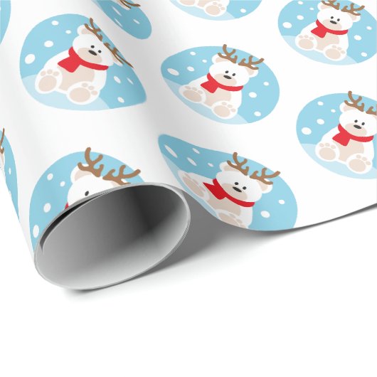 Mooie wittebeer kerstvakantie inpakpapier (Rol Hoek)