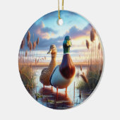 Mooie woerdend-eendjes aandenken keramisch ornament (Links)