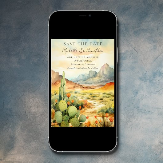 Mooie woestijncactus zuidwestelijke bruiloft save the date