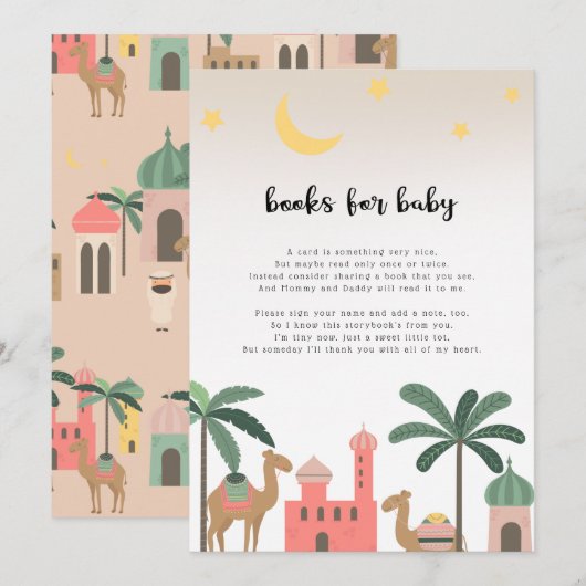 Mooie woestijnthema kameel boeken voor baby kaart (Voorkant / Achterkant)