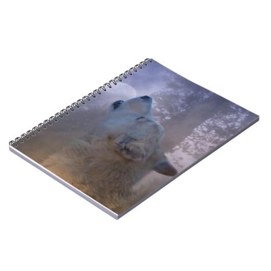 Mooie Wolf en Moon Notitieboek (Linkerzijde)