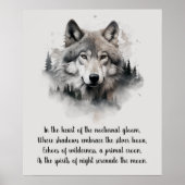 Mooie Wolf hoofd en gedicht Poster (Voorkant)