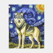 Mooie Wolf in de Sterrennacht Fleece Deken (Voorkant)