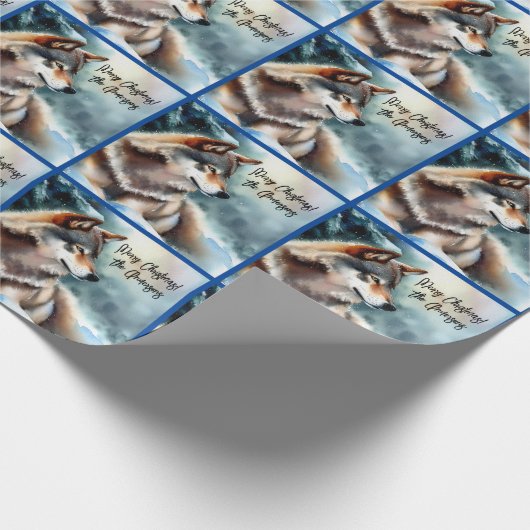 Mooie Wolf in Sneeuw Cadeaupapier (Hoek)